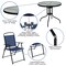 Emma and Oliver 6 Piece Patio Garden Set with Table, Umbrella and 4 Folding Chairs